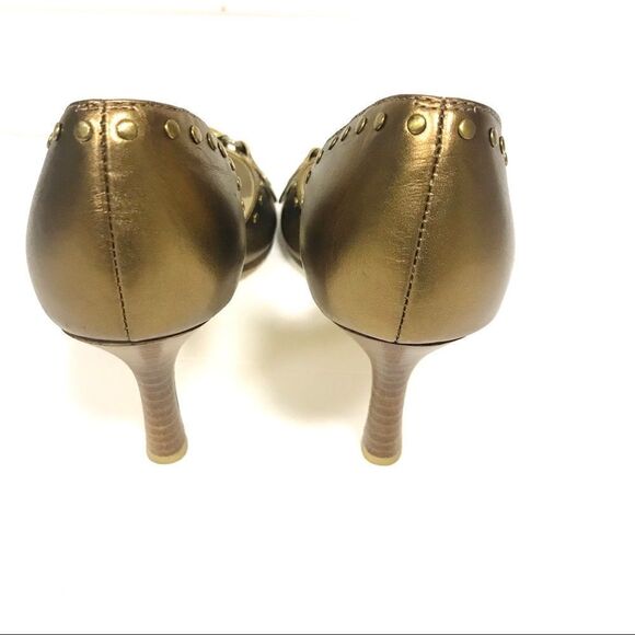 Terry Lewis bronze open toe heels.  Size 8W - Picture 4 of 5